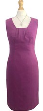 Next Purple Canvas Textured Sleeveless Smart Fitted Shift Dress UK10 Lined A35