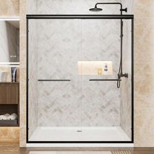 60" Black Sliding Shower Door