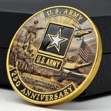 US Army 250th Anniversary Gold-Plated Challenge Coin Collectible Souvenir Medal