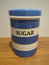 T G Green Cornishware  Blue  & White Sugar Canister Jar & Lid