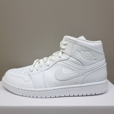 NIKE AIR JORDAN 1 MID "TRIPLE WHITE" (554724 136) TRAINERS VARIOUS SIZES