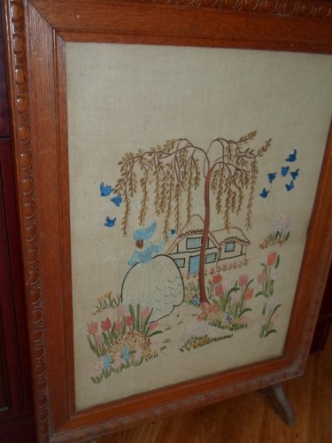 Vintage hand embroidered fire - hand,