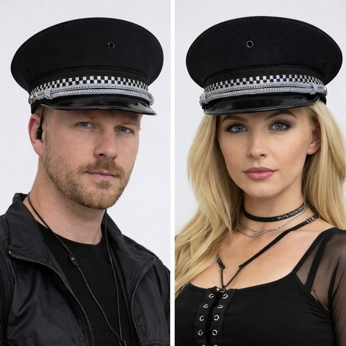 Police style hat black - hat,