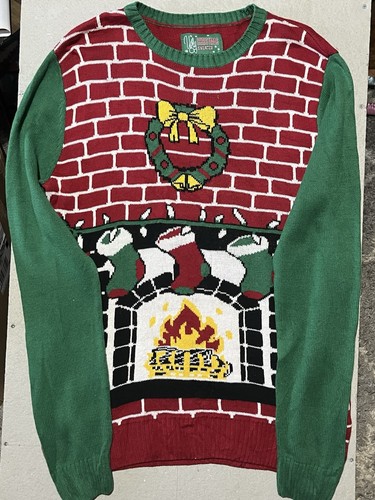 Red green knitted ugly - red,