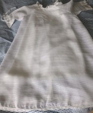 Vintage Christening Netting Gown Baby Dress With Cotton Under Dress White 1960s