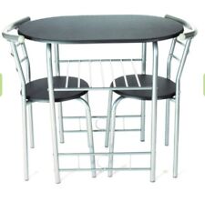 GREENHURST COMPACT DINING SET - BLACK & SILVER - Brand New