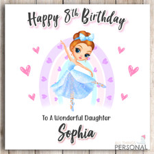 Ballerina Birthday Card Girls Personalised Daughter Granddaughter Niece any age