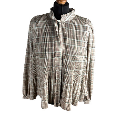 Zara pleated plaid blouse - zara, l