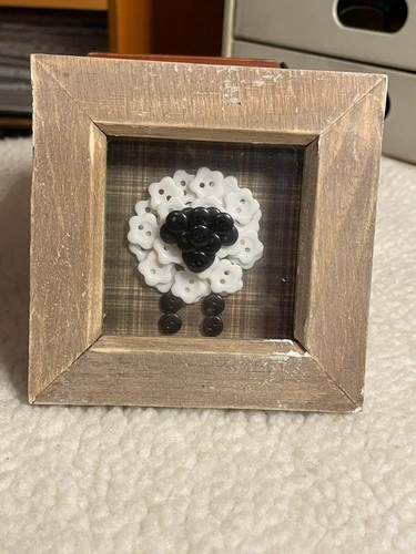 Handmade sheep button art - handmade,