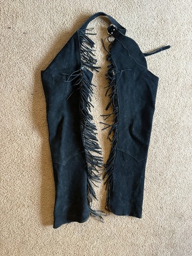 Suede leather chaps fringe - suede,