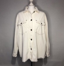 Zara Women's Ivory Corduroy Jacket with Pockets - Eur Size M