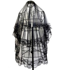  Black Veil for Funeral Elegant Dress up Delicate Lace Bride