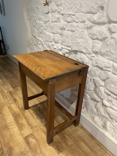 Vintage wooden school desk - wooden,
