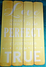 TRUE LOVE RUSTIC PLAQUE LARGE 2FT x 1FT 4" YELLOW WOODEN SIGN 24 x 16 INCH