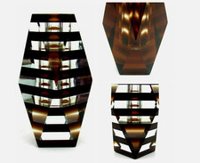 Art Glass UFO Space Age Faceted Block Vase Dark Amber Murano Style