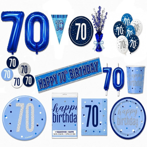 Blue glitz age 70th birthday - blue,