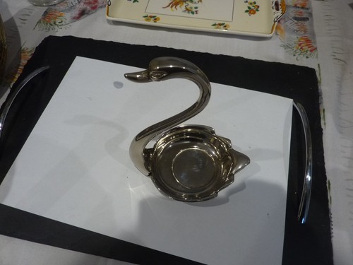 Metal silver swan tea light - swan,