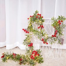 Garland with Lights Red Berry