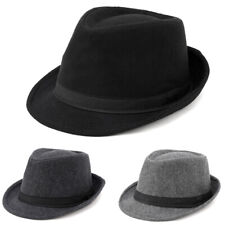 Mens Women Fedora Hat Jazz Felt Fedora Elegant Wool Felt Trilby Hat Cap