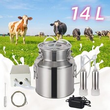 14L Electric Cattle Cow Milker Milking Machine Pulse Vacuum Pump Farm 25x30x20CM