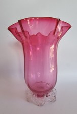 Stourbridge Victorian Cranberry Fluted Vase.