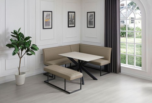 Modern taupe leather corner - leather,