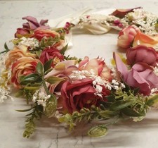Pink peach rose flower crown