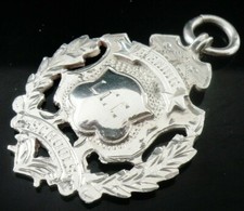Sterling Silver Pocket Watch Fob Medal, Gymnastics, Fattorini & Sons Ltd 1909