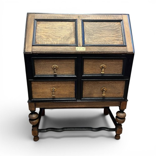 Vintage oak bureau writing - oak,