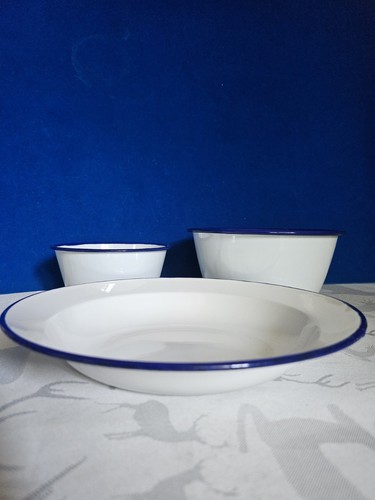 Enamel white blue pudding - 3,