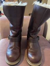 Women's CATERPILLAR Brown Leather Mid Calf Faux Fur Lined Anna  Boots UK 4 