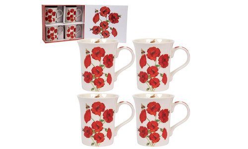 Poppy mugs coffee cup set - mugs,