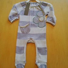 Phister and Philina lilac/purple baby gro with appliqued flower small n/born 50c