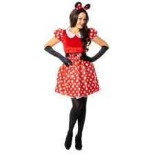 Womens Minnie sexy Mouse Costume Fancy Dress Red Adult 