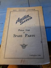 AUSTIN SEVEN PRICE LIST OF