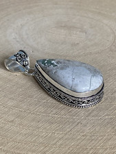 Variscite Teardrop Pendant Sterling Silver 925 Plated Vintage Style Bohemian