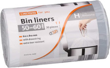 Brabantia Bin Liners Size H 50-60L Touch Bin Bags Pack of 30 Heavy Duty