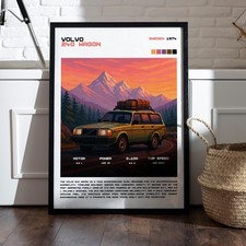 Volvo 240 Wagon Retro Pixel