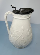 Antique Stoneware Jug Pewter