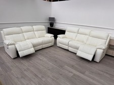 Furniture Village Moreno Power Recliner 3+3 Seater Sofa White Leather