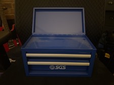 SGS Blue Mini Tool Box Metal 2 Drawers For DIY Crafts Home 27.5x15x15cm Fun Gift