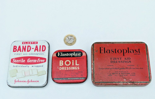 Lot vintage plasters tins - lot,
