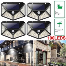 Solar Power PIR Motion Sensor Wall Lights 100LEDS Outdoor Garden Security Lamp