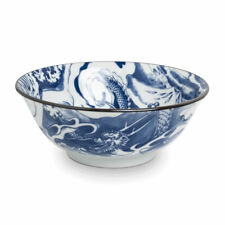 Blue & White Dragon Design glazed Ceramic Japanese Serving Bowl 20cm
