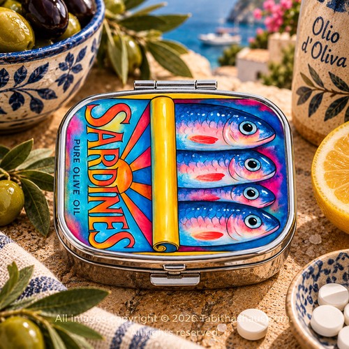 Sardine pill box enamel - pill,