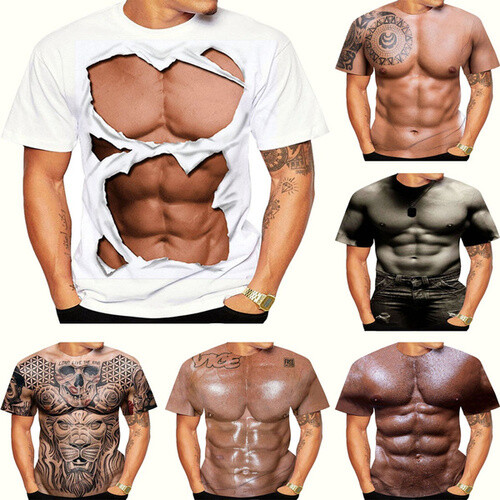 Ripped chest muscle tattoo - muscle, 3d