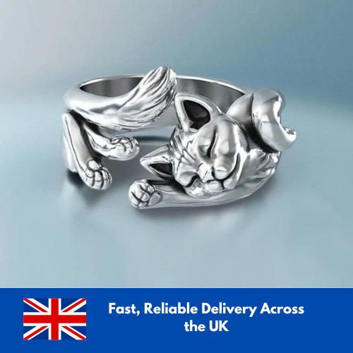 Vintage cat adjustable ring - cat,
