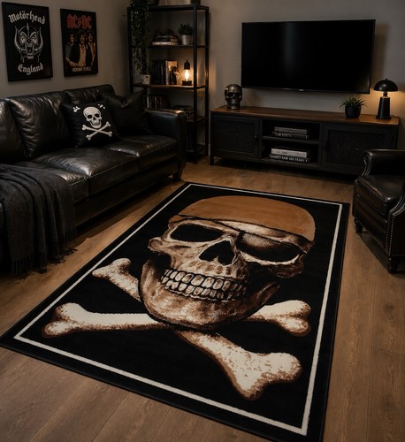 Quality beige hat skull rug - beige,