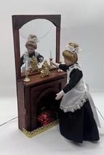 Dolls house handmade fire fireplace & all accessories, light bulb 1/12th Scale. 