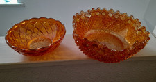 Two Vintage Orange Glass Bowls